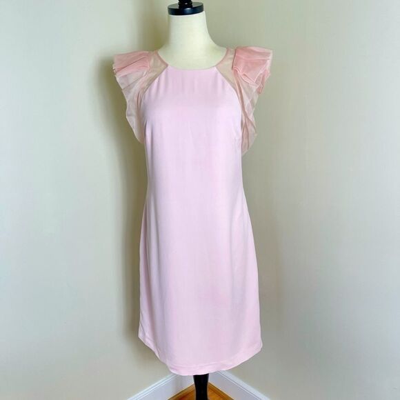 Rebecca Taylor Ruffle Sleeve Pink Mini Dress - Picture 1 of 6